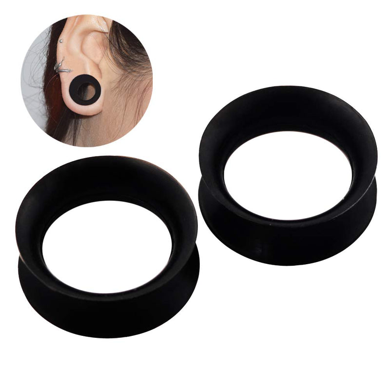 [Australia] - Stuppendux 1 Pair/3Pairs Black/White/Transparent Soft Silicone Flexible Ear Skin Tunnels Plugs Expanders Gauges Hollow Body Piercing 2G-3/4 Black,GAUGE=00G(10MM) 