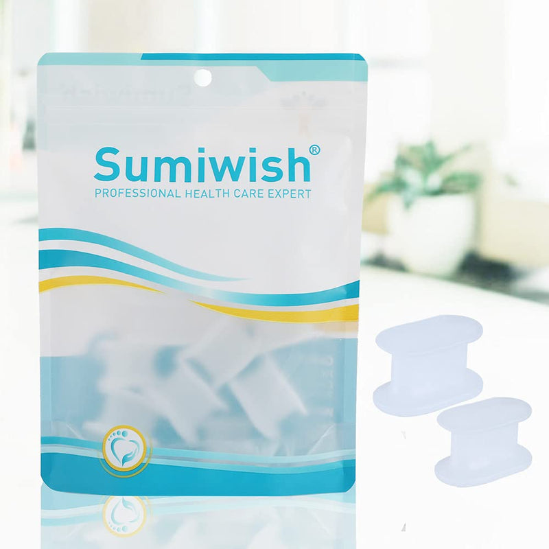 [Australia] - Sumiwish Flanged Toe Spacer, 12 Pack of Bunion Corrector (Mixed Size), Silicone Toe Separators to Fight Bunion, Overlapping Toe | L & S Size - The Better Choice White 
