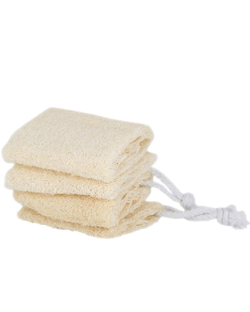 [Australia] - 4" Natural Loofah Exfoliating Body Sponge Scrubber for Skin Care in Bath Spa Shower Pack of 4 4 Inch 