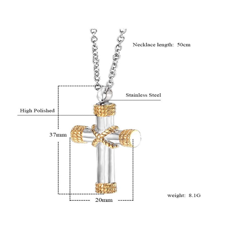 [Australia] - MEMORIALU Cremation Cross Urn Necklaces for Ashes Stainless Steel Keepsake Memorial Ash Pendant Necklace Silver Gold 