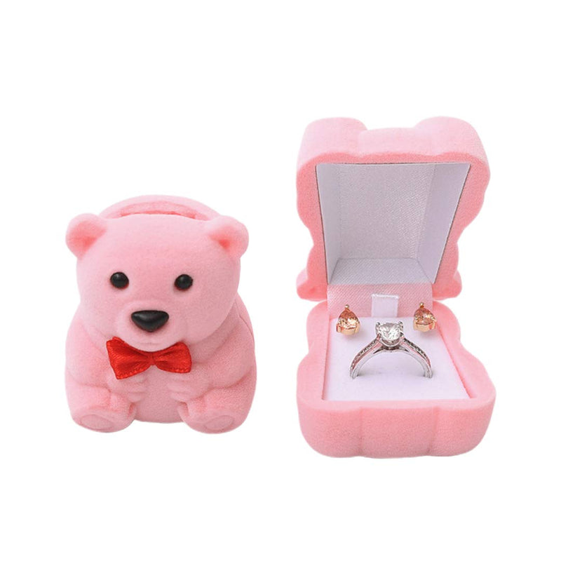 [Australia] - Naimo 2pcs Velvet Mini Bear Display Box Ring Pendant Earring Boxes Storage Case Gift Box for Proposal Engagement Wedding 