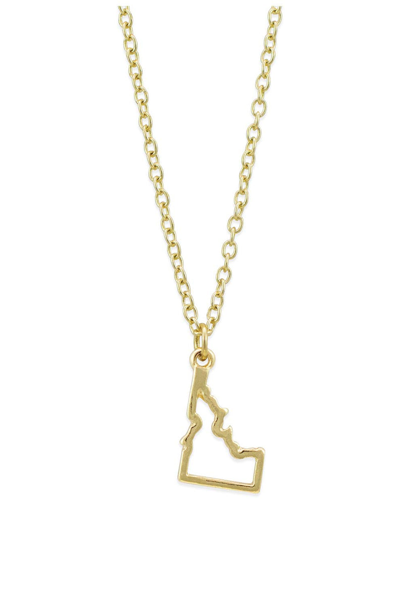 [Australia] - Lucky Feather State Necklace 14K Gold-Dipped Pendant on Adjustable 16”-18” Chain Idaho 