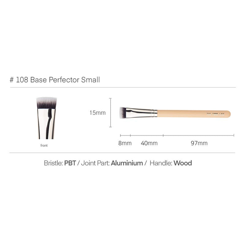 [Australia] - THE TOOL LAB 108 Base Perfector Small - Flat Top Face Blending Liquid, Cream or Flawless Cosmetics, Buffing, Stippling- Premium Quality Synthetic Dense Bristles Cosmetic 