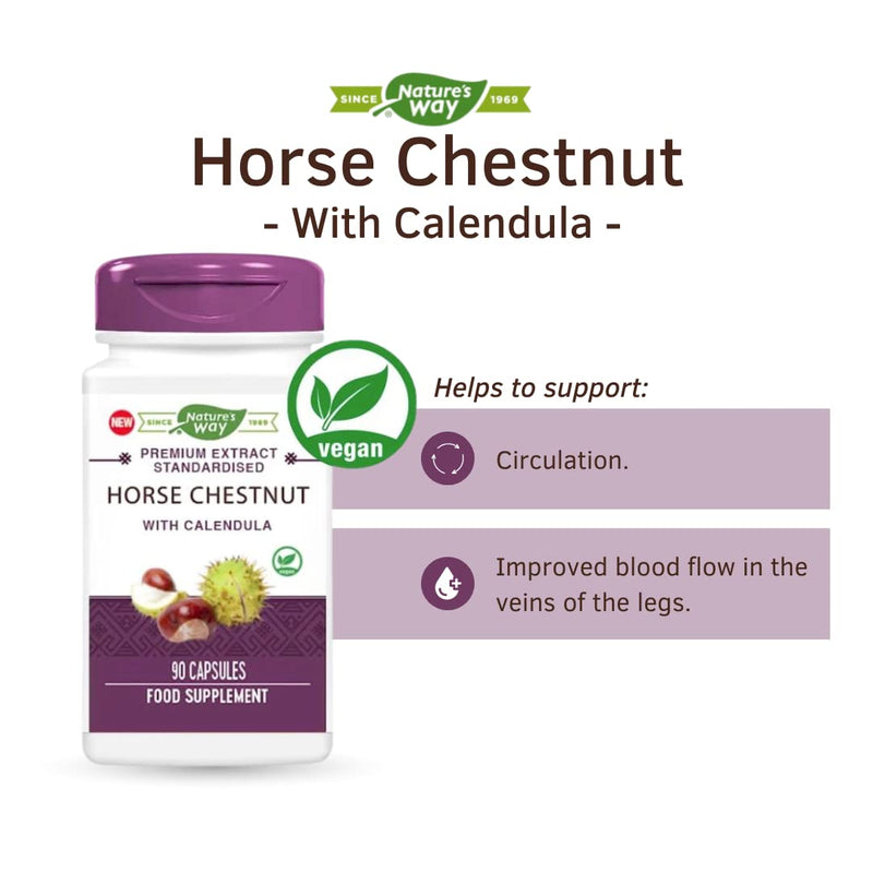 [Australia] - Nature's Way - Horse Chestnut with Calendula - Premium Standardised Extract - Traditionally Used to Support Circulation - Suitable for Vegans - 90 Capsules 