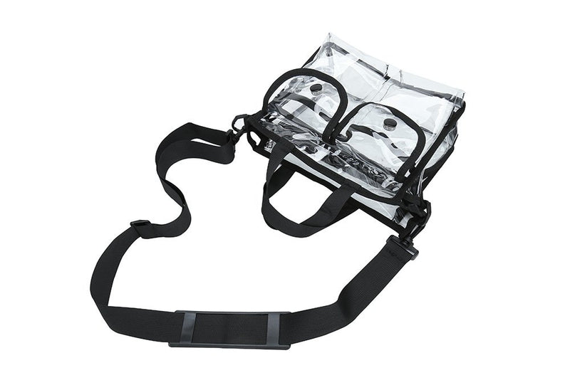 [Australia] - Clear cosmetic bag with removable and adjustable shoulder strap (Black) Black 