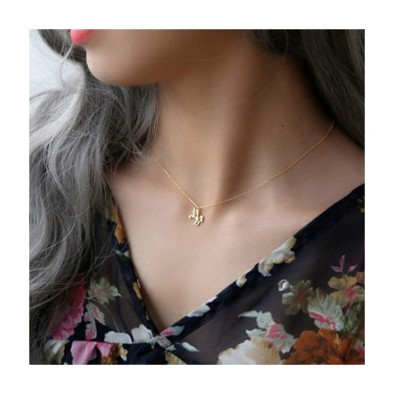[Australia] - Eoumy Women Unicorn Elephant Necklace Earrings Set Gold Ainmal Theme Lucky Necklace with Gift Message Card Gold Unicorn Set 