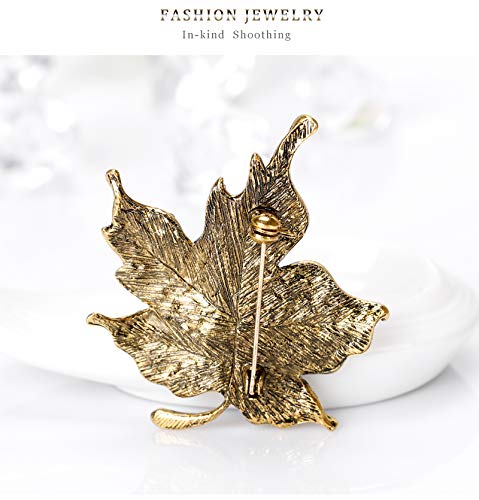 [Australia] - Womens Color Diamond Rhinestone Maple Leaf Brooch Pin 