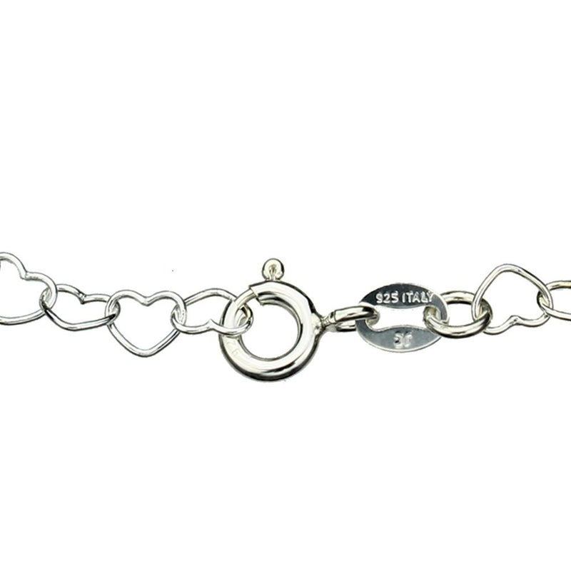 [Australia] - Sterling Silver Heart Link Nickel Free Chain Bracelet Anklet Italy Adjustable 9.5 Inches 