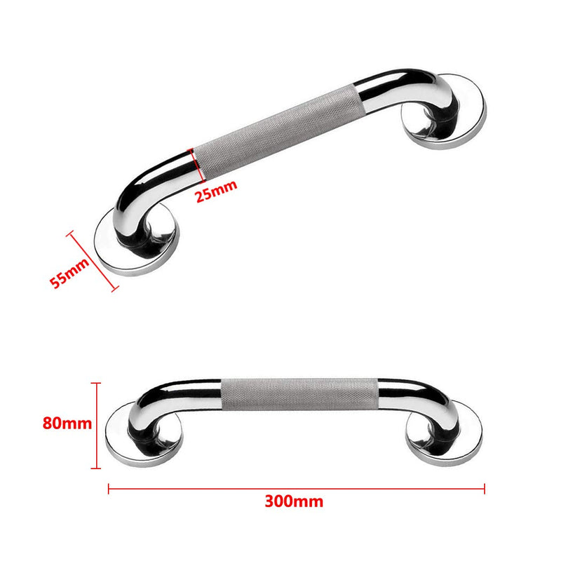 [Australia] - Bathroom Grab Bar HONPHIER® Anti-Slip Grab Rails SUS 304 Stainless Steel Towel Rails Safety Shower Handrails Support Rail, Toilet Grab Handle (12inch/300mm) 