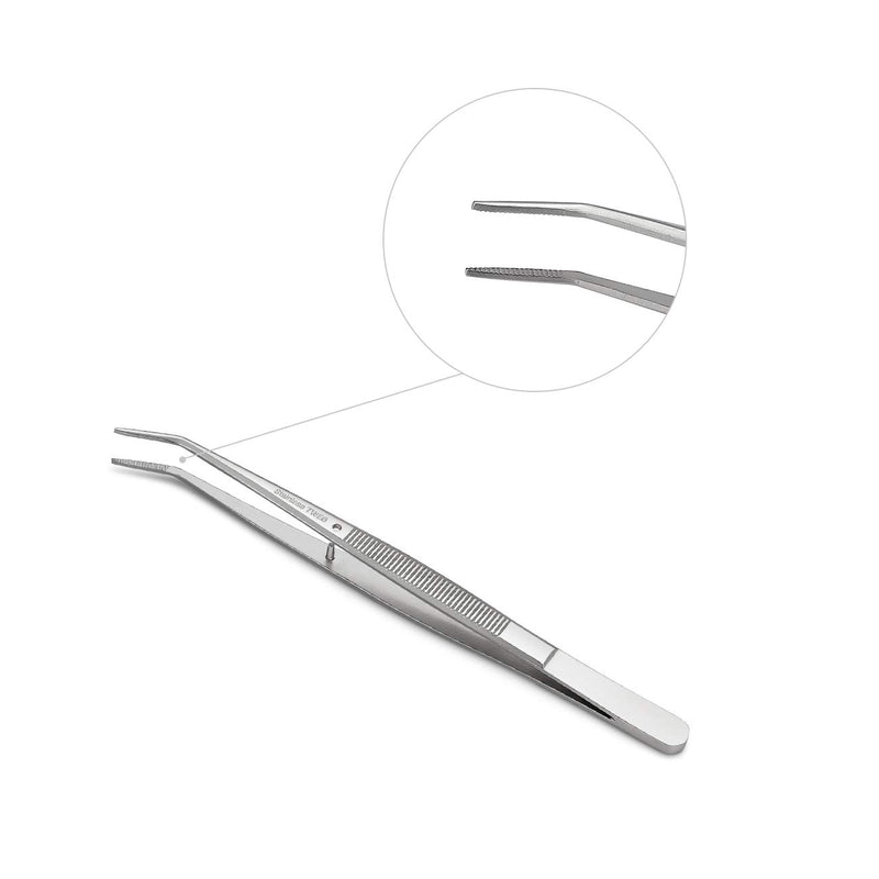 [Australia] - Stainless Steel Tweezers, with Curved Serrated Tip Multipurpose Tweezers Sewing Machine Tweezers Forceps for Craft Repairing (2PCS) 2PCS 