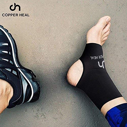 [Australia] - Ankle Compression Sleeve by COPPER HEAL (Pair) Highest Copper Infused Socks Arch Support Foot Swelling Achilles Tendon Joint Pain Plantar Fasciitis Sports Injury (M) M 