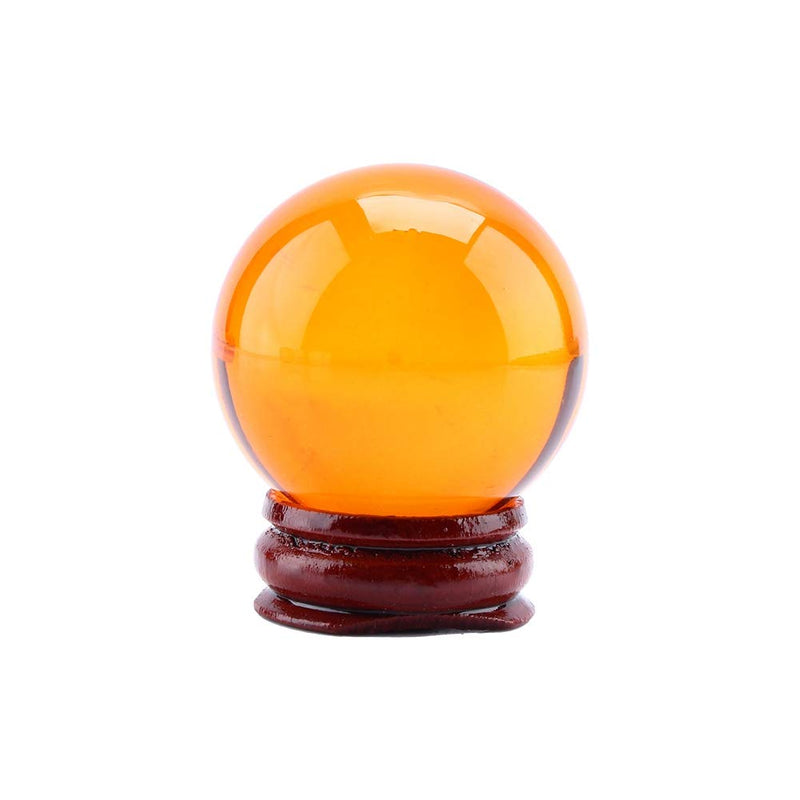 [Australia] - Zerodis Healing Crystal Natural Ball, Crystal Amber Color Crystal Healing Ball Sphere 40mm Natural Carved Quartz Ball Healing with Wood Stand 