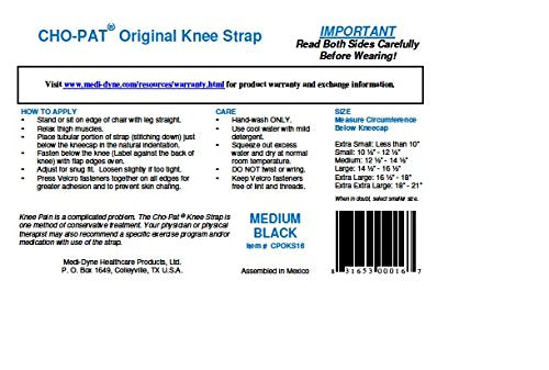 [Australia] - Cho-Pat Original Knee Strap, Patella Support for Runner’s Knee, Jumper’s Knee, Osgood Schlatter’s, and Chondromalacia, Black, Large Large (Pack of 1) 