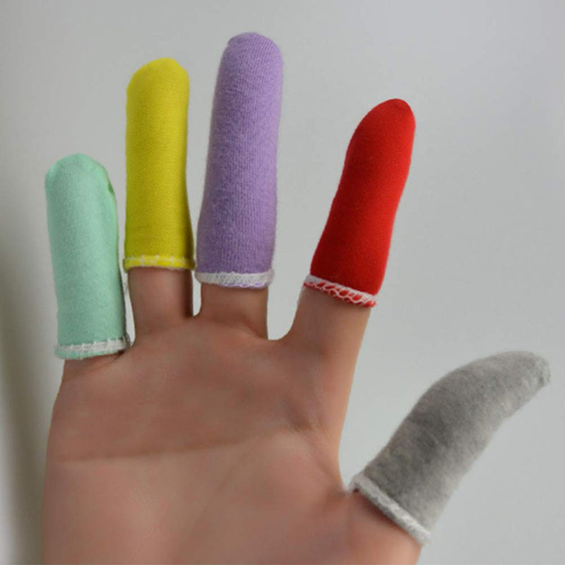 [Australia] - PRETYZOOM 50pcs Finger Cots Cotton Finger Guards Protective Fabric Finger Gloves Finger Protection Fingertip Cover Sleeves (Random Color) 