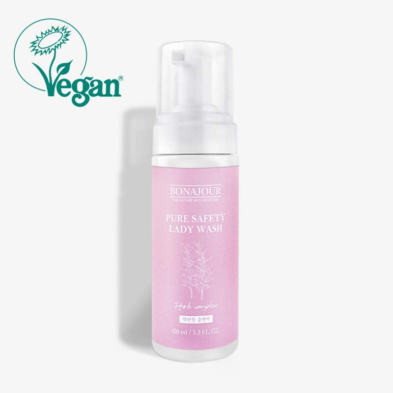 [Australia] - [BONAJOUR] Vegan Pure Safety Lady Wash - pH Balanced Vaginal Bubble Foaming Cleanser for Women 5.3 Fl.oz 