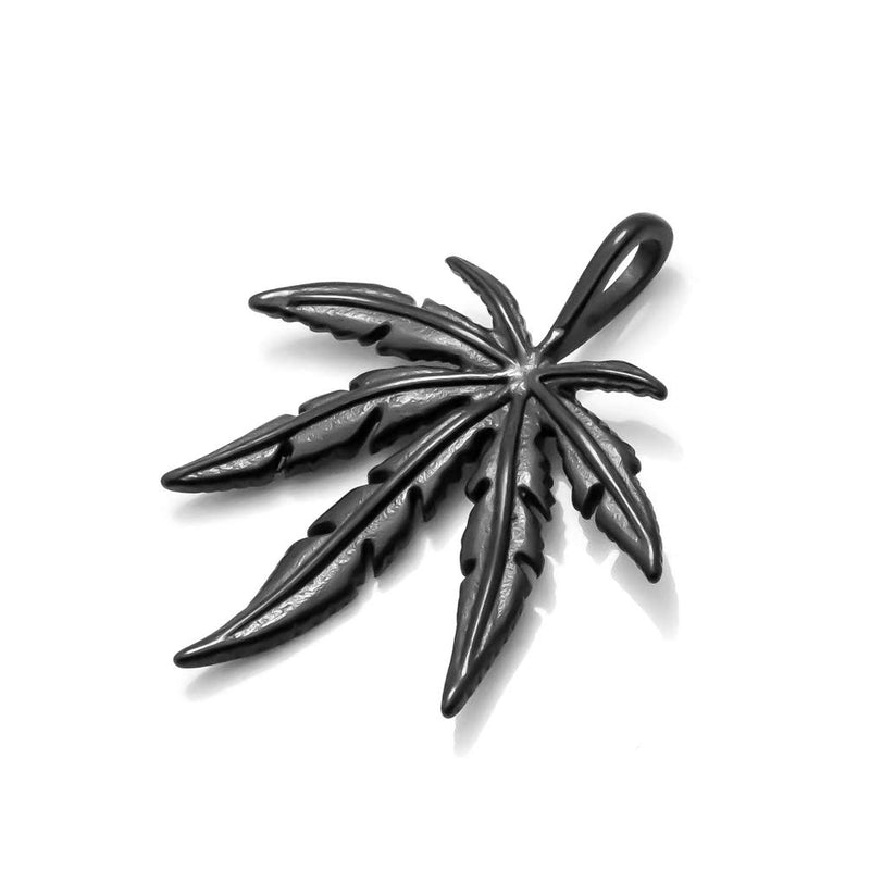 [Australia] - Xusamss Punk Rock Stainless Steel Leaf Pendant Charm Necklace,22inches Box Chain plated black steel 