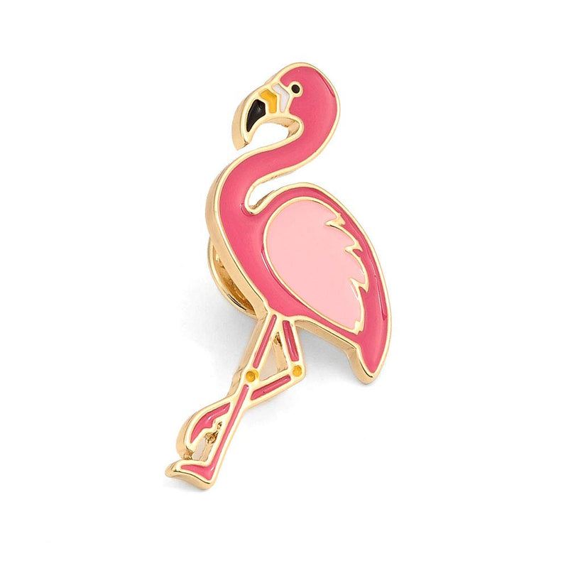 [Australia] - SENFAI 10K Gold Color Cute Enamel Flamingo Pin and Brooch Rose gold 