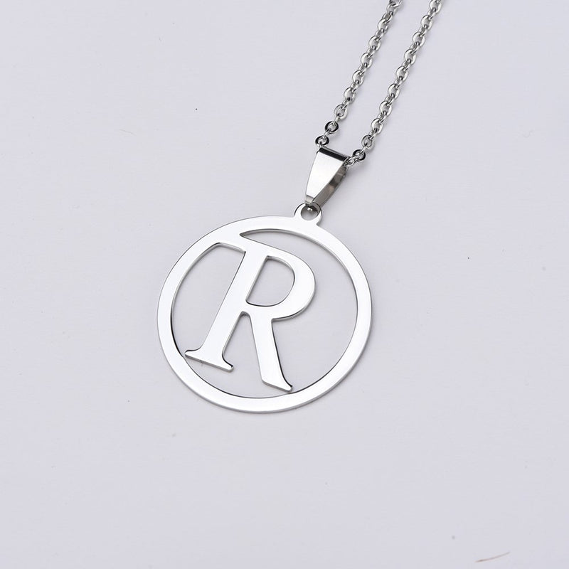 [Australia] - AOCHEE Letter Necklace Initial Pendant Personalized Stainless Steel Letter R 