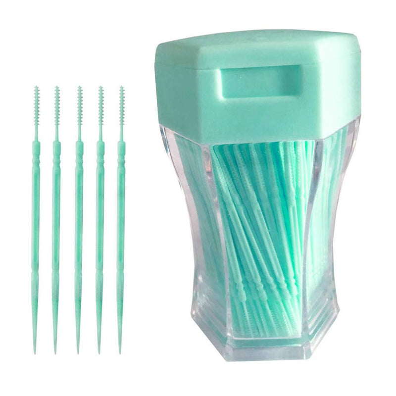 [Australia] - SUPVOX 200pcs Interdental Brush Toothpicks Double Head Plastic Safe Tooth Cleaning Tool for Adults Women Men(Light Green) Light Green 
