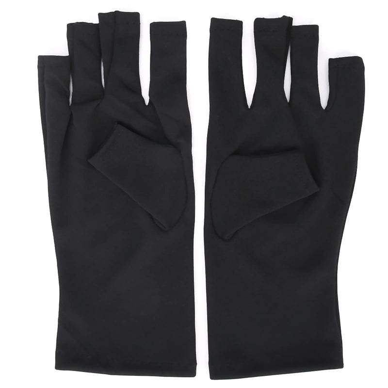 [Australia] - LED Nail Art Curing Lamp Protection Glove Nail Art Skin Care Glove for Gel Nail Lamp for Manicures for Harm, Sunburn, Home Outdoor Use(black) Black 