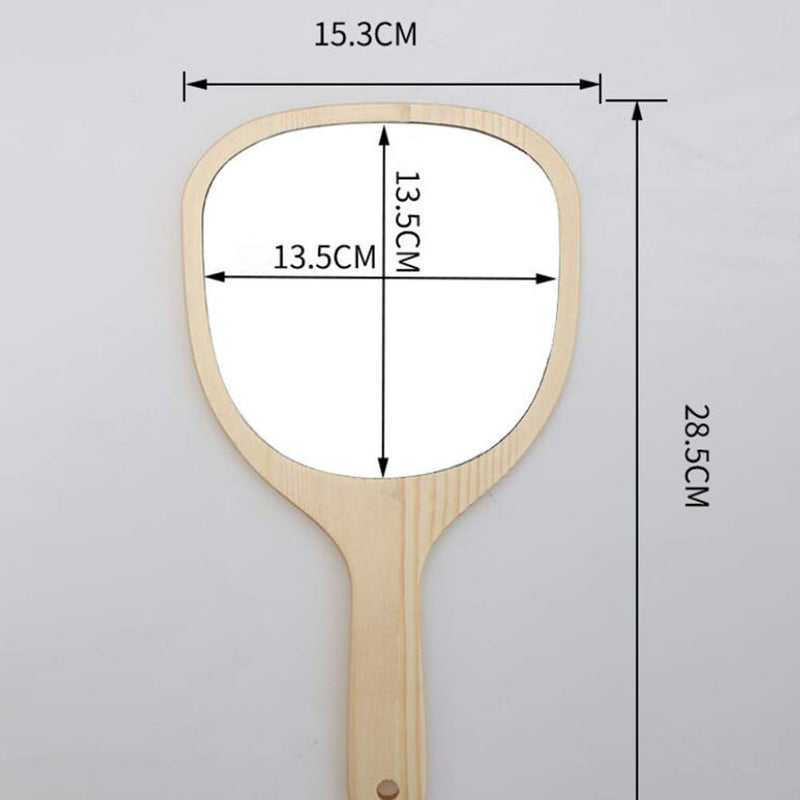 [Australia] - Lurrose Hand Mirror Wood Handheld Mirrors with Handle Wall Mounted Bathroom Mirror for Women Makeup Salon Travel (Sector Varnish - Medium Size) 