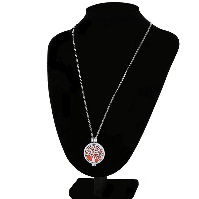 [Australia] - Aromatherapy Essential Oil Diffuser Pendant Necklace,WAWJ Life Tree Stainless Steel Christmas Mothers Day Gift Jewelry with 24" Chain & 12 Felt Pads 