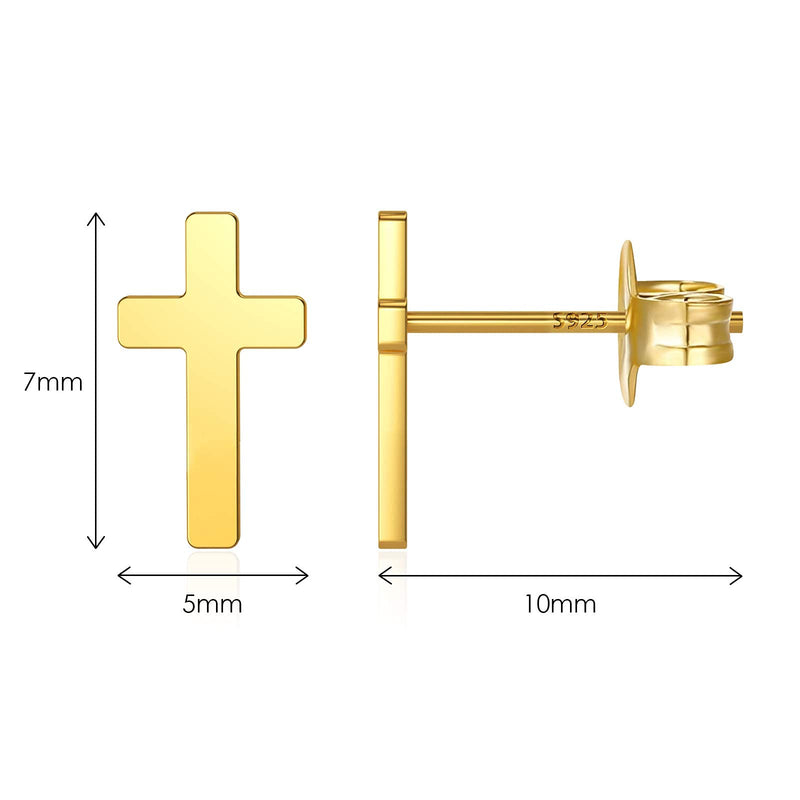 [Australia] - Sterling Silver Stud: 925 Small Infinity Cross Cute Hypoallergenic Stud Earrings Jewelry for Women Girls Teen Kids Gold Cross 