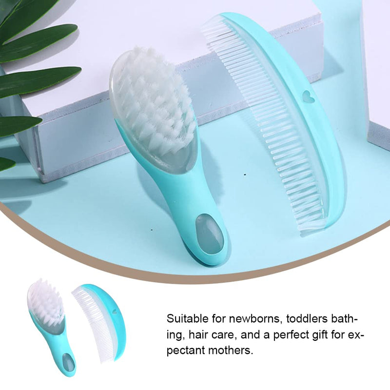 [Australia] - Baby Brush and Comb Set Beby Bath Brush Cleaning Tool Massage Hairbrush Bath Brush for Newborns and Toddlers (Blue) blue 