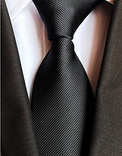 [Australia] - QBSM Mens Solid Polyester Textile Neckties Pure Color Neck Ties Black 