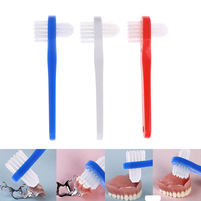 [Australia] - Healeved Denture Brush Dual Head 3pcs Small Hard Denture Cleaner Toothbrush False Teeth Cleaning Brush for Denture Care 
