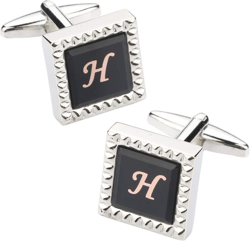 [Australia] - HHGEE XING Mens Cufflinks Classic Shirt Business Wedding Initials Alphabet with Gift Box A-Z H 