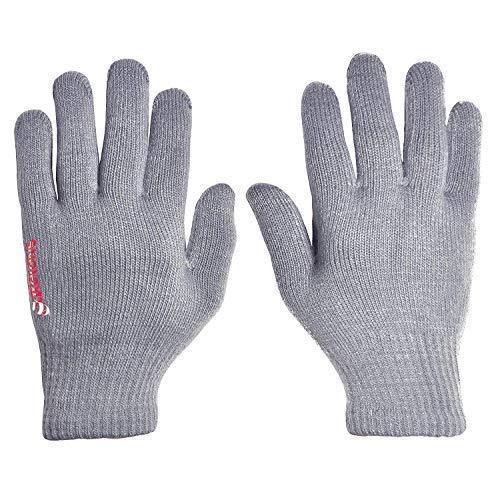 [Australia] - axelens Mens Womens Touchscreen Knitted Gloves Warm Capacitive Winter Fleece Lining - For Smartphones, Phones and Tablets – GREY One Size 