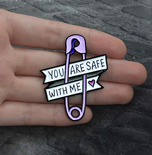 [Australia] - YINLIN Enamel Purple ¡°You are Safe with ME¡± Safety Pin Brooch Lapel Pin Jewelry 