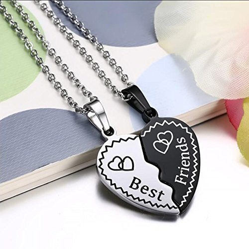 [Australia] - VQYSKO Heart Pendant Necklace for Couples, Stainless Steel Necklace Set for Best Friends, BFF, Frienship Half Heart 