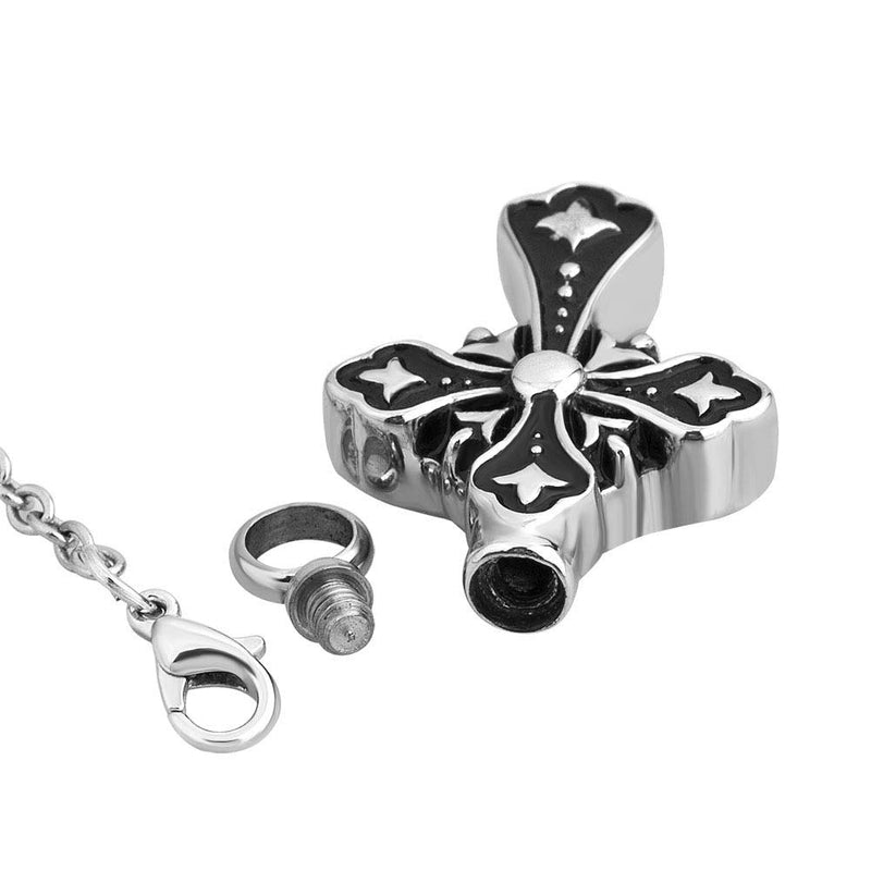 [Australia] - CLY Jewelry Urn Necklace for Ashes Stainless Steel Cross Religious with Carved Cremation Jewelry 