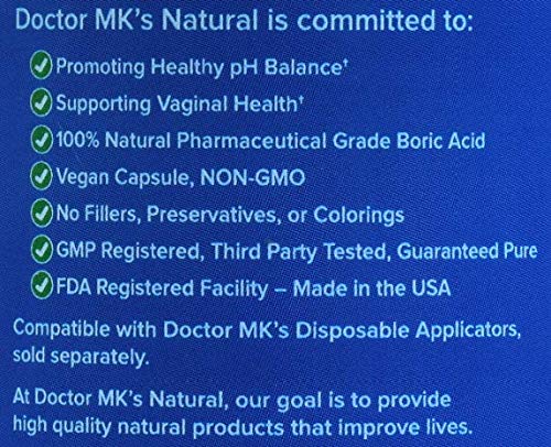 [Australia] - Boric Acid Suppositories (600mg) for Healthy Feminine pH Support. 30 Vaginal Suppository Capsules - by Doctor MK's® Natural 