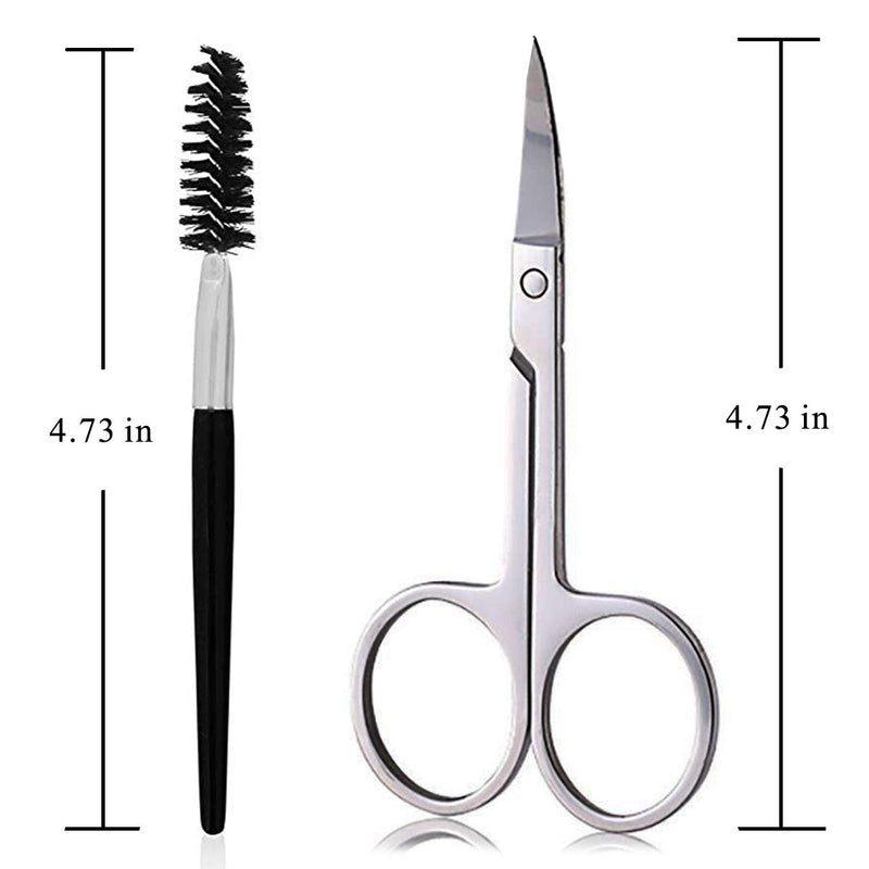[Australia] - Eyebrow Scissors and Eyebrow Brush by AUMELO - Eyelash Extensions Shaping Curved Craft Stainless Steel Scissors for Your Beauty Silver 