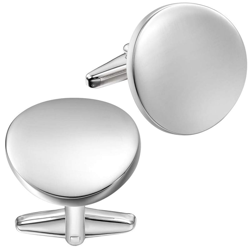 [Australia] - HAWSON Cufflinks and Tuxedo Shirt Studs Set for Men, Black Imitation Pearl Cufflinks for Men and Women Oval Silver 