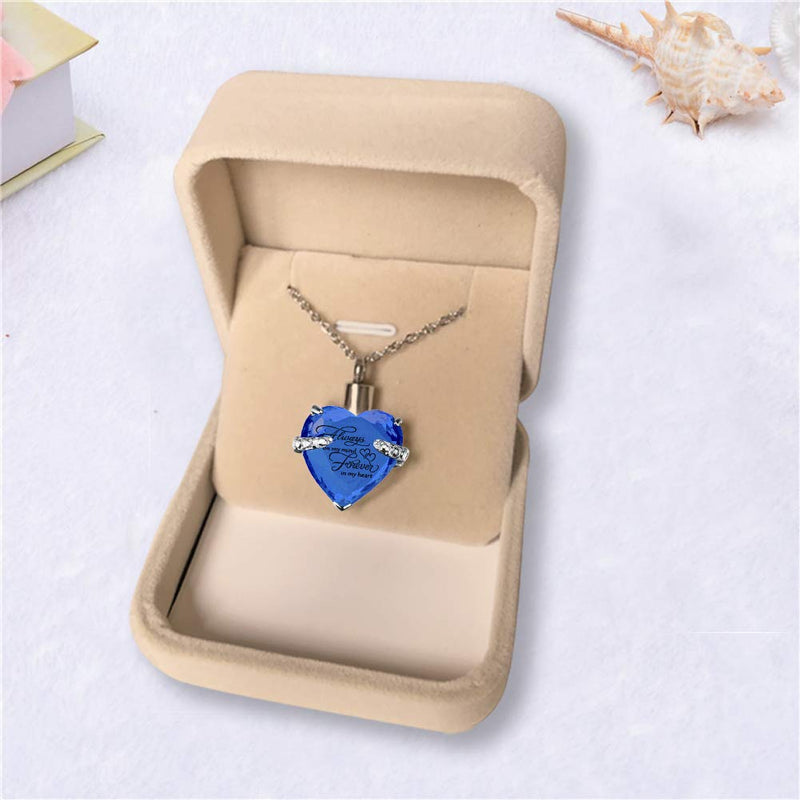 [Australia] - PREKIAR Heart Cremation Urn Necklace for Ashes Urn Jewelry Memorial Pendant with Fill Kit and Gift Box - Always on My Mind Forever in My Heart Bluevoilet 