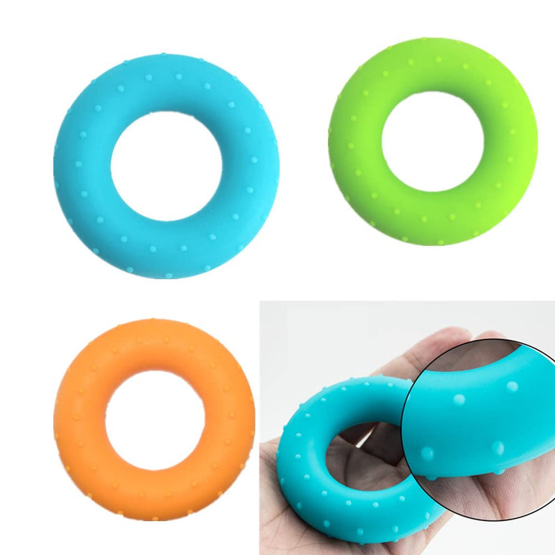 [Australia] - 3 Resistance Levels Grip Strength Trainer,Hand Grip Strengthener,Forearm Exerciser Trainer Silicone Rings for Stress Relief & Rehabilitation 