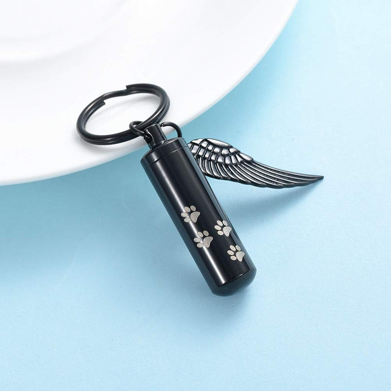 [Australia] - mingkejw Cremation Jewelry Paw Print Urn Keychain for Human Ashes Cat Dog Memorial Kepsake Jewelry for Women Men Black 