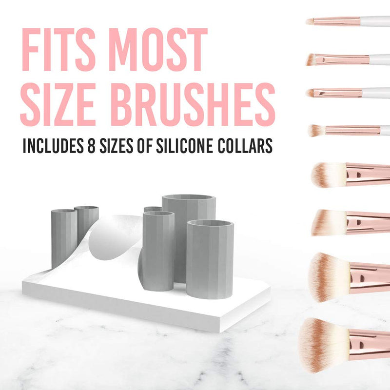 [Australia] - Brookstone 30 Second Electric Makeup Brush Cleaner | Makeup Brush Cleaner Spinner | Makeup Kit Tool | Comes with Makeup Organizer for Brushes in 8 Sizes of Silicone collar cleaner 