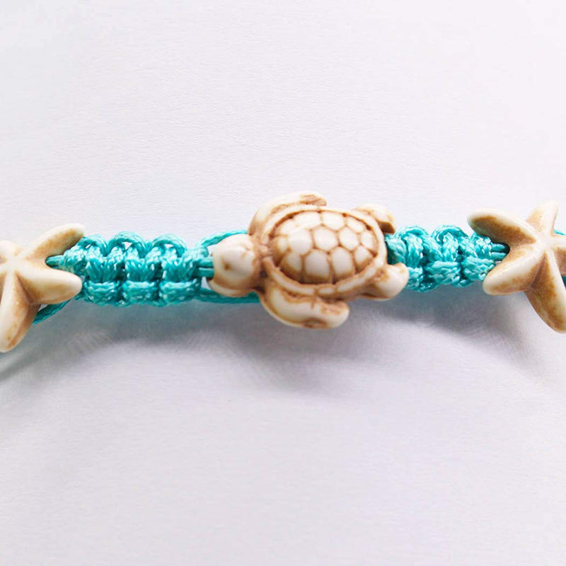 [Australia] - Adflyco Boho Anklets Blue Turtle Anklet Bracelets Starfish Rope Beach Foot Jewelry for Women and Girls 