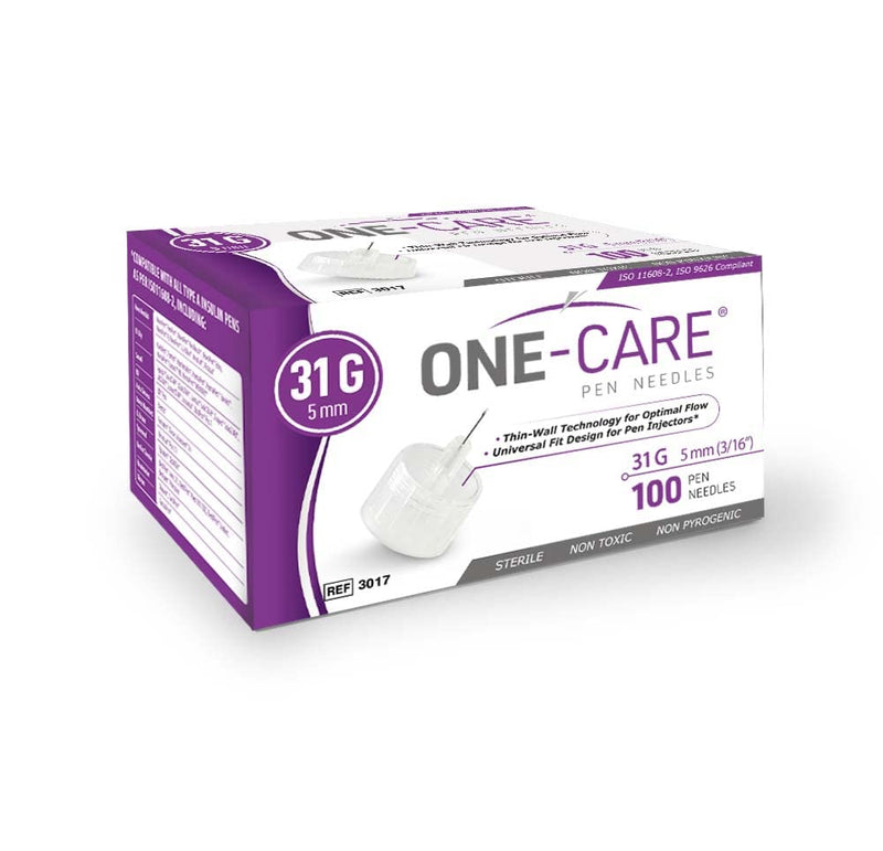 [Australia] - MediVena ONE-CARE Pen Needles 31G x 5 mm (3/16’’), 100 Pieces, Ultra-Thin for Comfortable Injections 