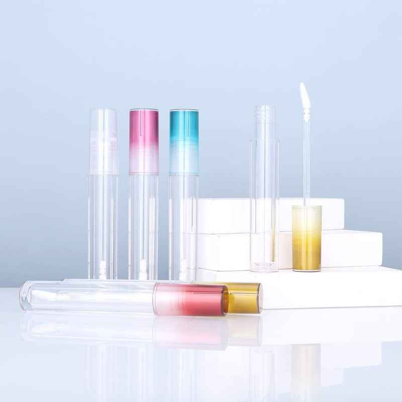 [Australia] - Empty Lip Gloss Tubes,CAIYA 5mL Lip Gloss Containers Set with Wand Unique Lip Gloss Tubes Clear Lip Gloss Bottles with Stoppers for Beauty Makeup Sample Gift(5pcs Gradient Colorful Lids) 5pcs Gradient Colorful 