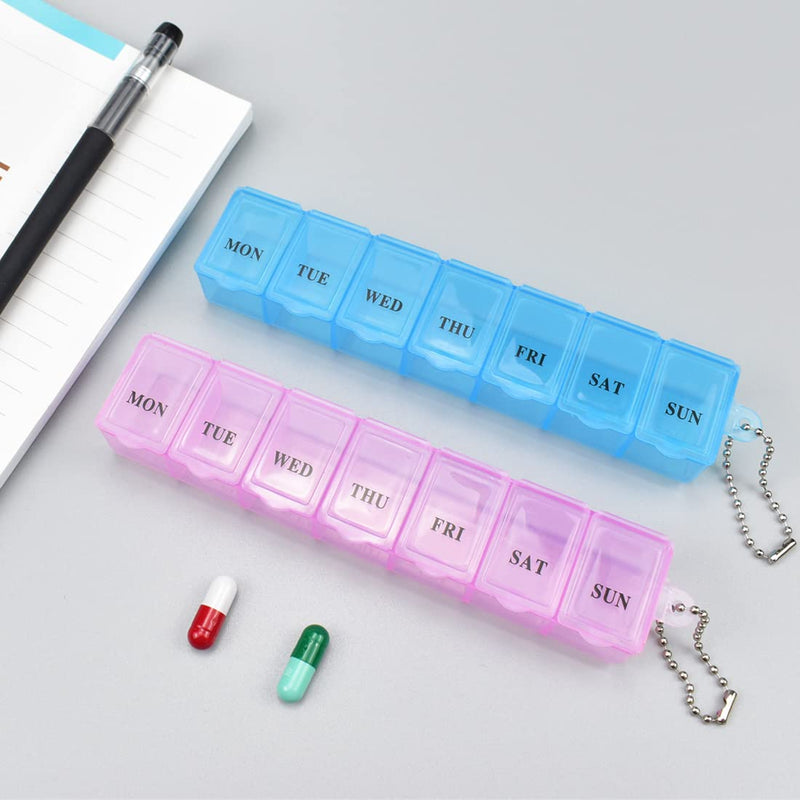 [Australia] - 2 Pcs Pill Box Organiser 7 Day One Time a Day Pill Dispenser Storage Case for Medication Supplements Vitamins and Cod Liver Oil 