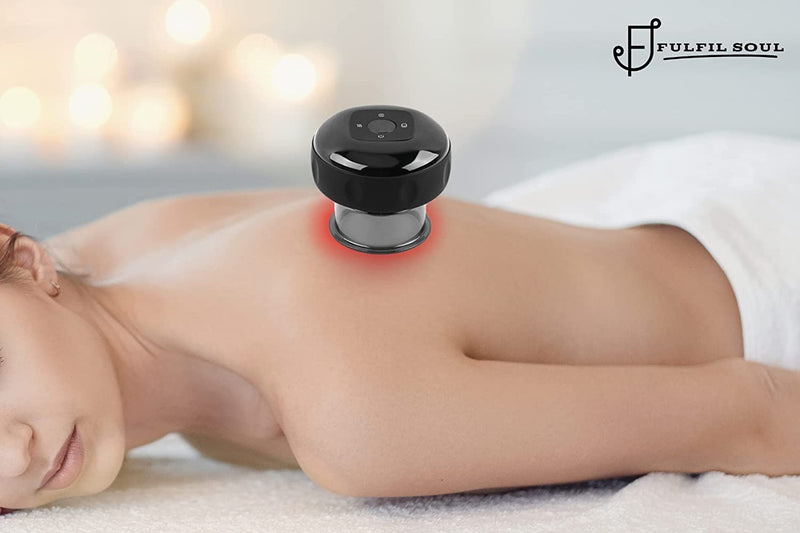 [Australia] - Fulfil Soul Smart 3 in 1 Electric Cupping Therapy Set,12 Level Temperature and Suction, Suitable for Neck, Shoulder and Back Massage, Scraping, Effectively Relieve Pain Blue 