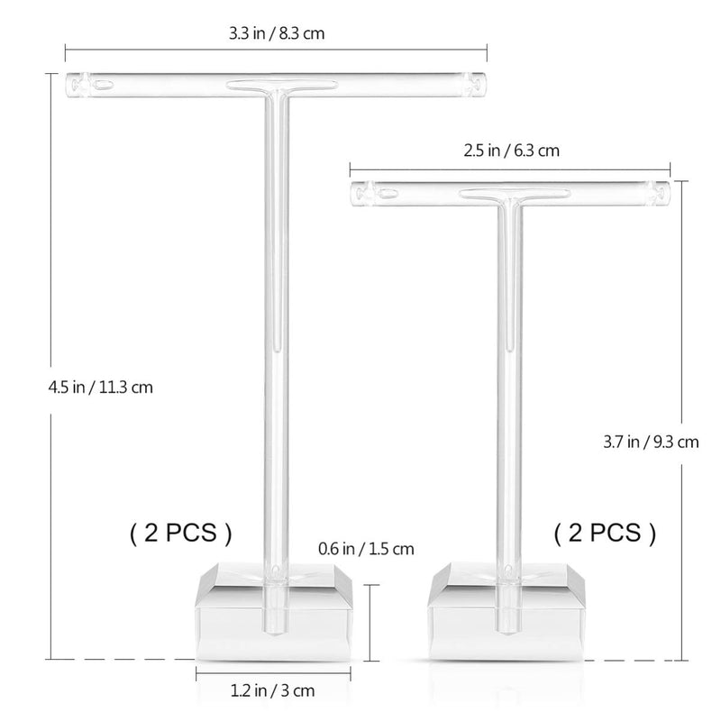 [Australia] - Cabilock 4Pcs Acrylic Earrings Stand Holder T-shape Ear Studs Display Rack Jewelry Tree Stand Organizer (Transparent) 
