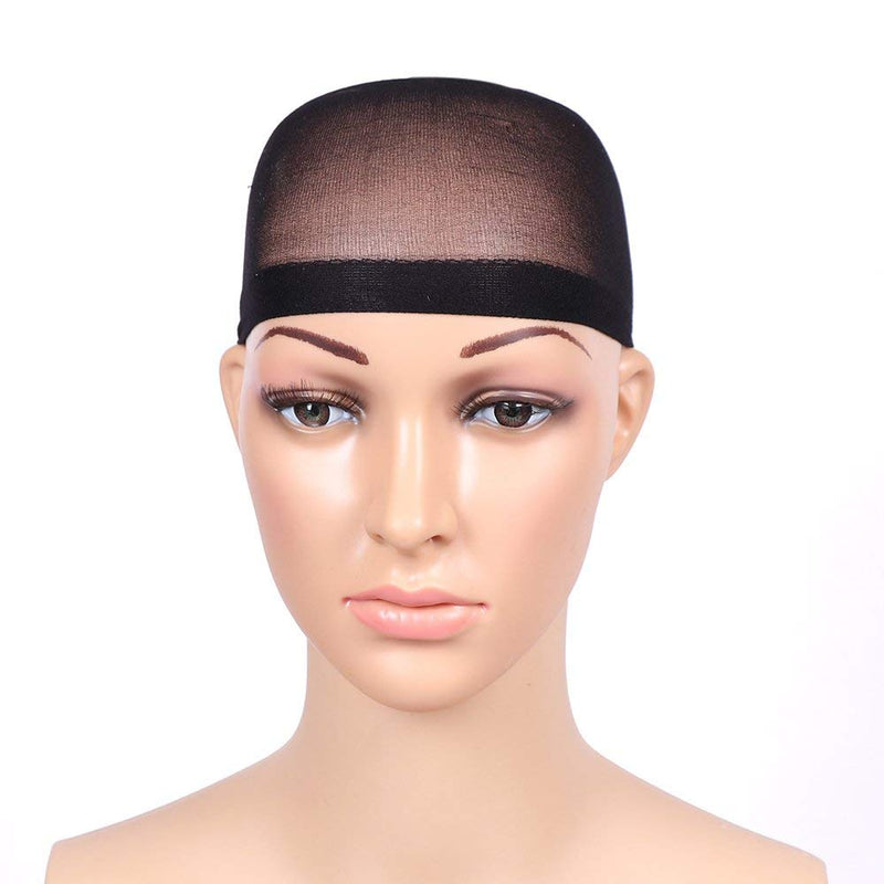 [Australia] - 6 Pieces Black Stocking Wig Cap Stretchy Nylon Wig Caps Black Nylon Close End Wig Caps for Men and Women 