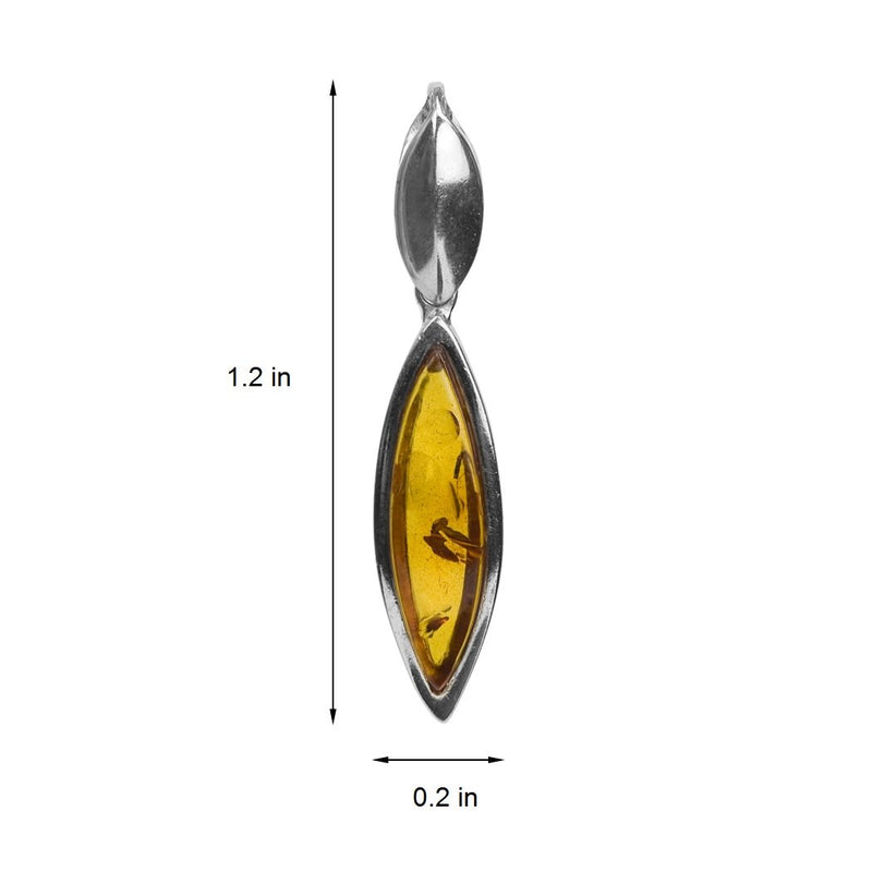 [Australia] - Ian and Valeri Co. Amber Sterling Silver Marquise-Shaped Pendant 